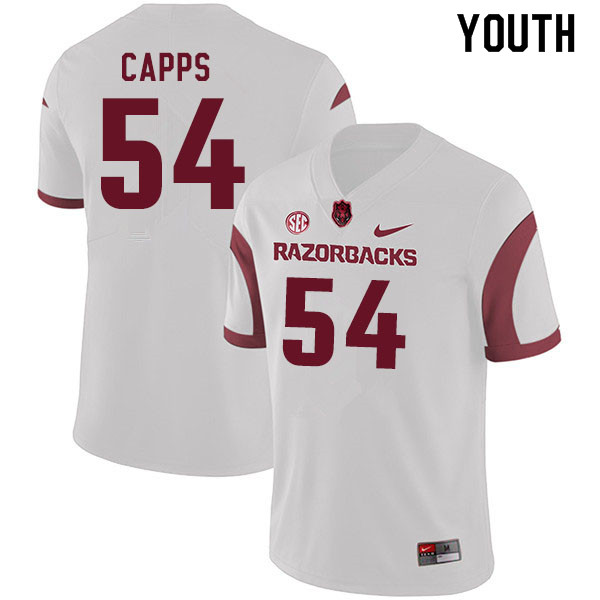 Youth #54 Austin Capps Arkansas Razorbacks College Football Jerseys Sale-White - Click Image to Close